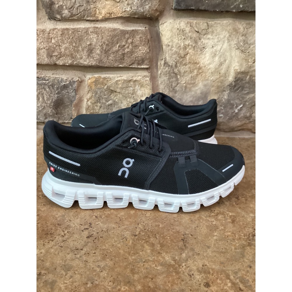 On Running Cloud 6 Women Size 7.5 Running Shoes Black White Sneakers